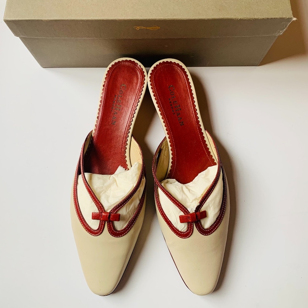 Cole Haan, Cream Resort Collection Leather Mule Pumps, 8.5M